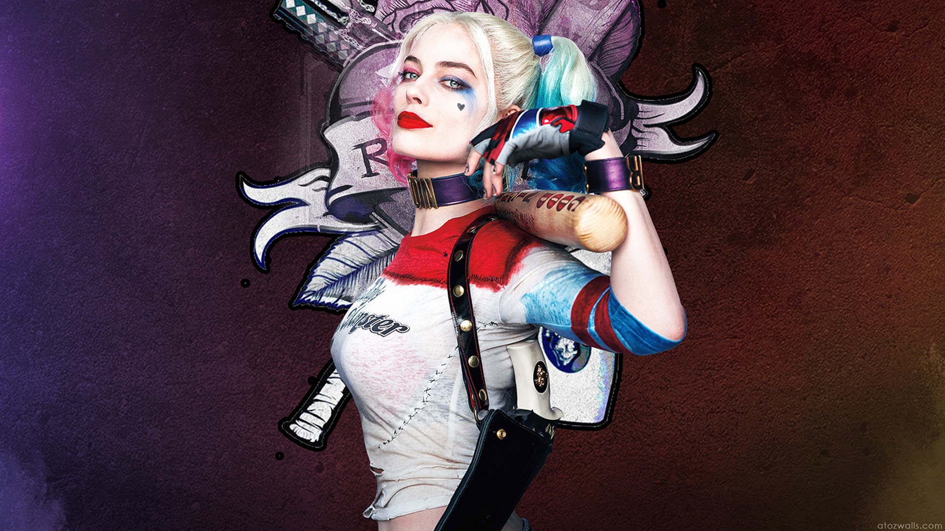 Desktop Wallpaper Harley Quinn with image resolution 1920x1080 pixel. You can use this wallpaper as background for your desktop Computer Screensavers, Android or iPhone smartphones