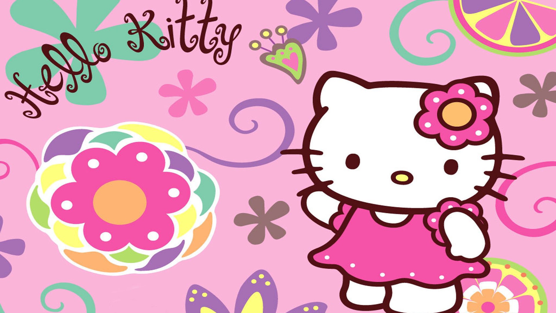 Desktop Wallpaper Hello Kitty Pictures with image resolution 1920x1080 pixel. You can use this wallpaper as background for your desktop Computer Screensavers, Android or iPhone smartphones