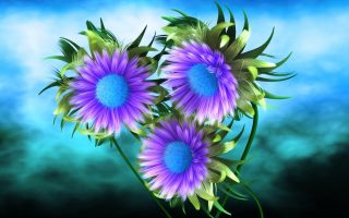 3D Purple Flower Wallpaper