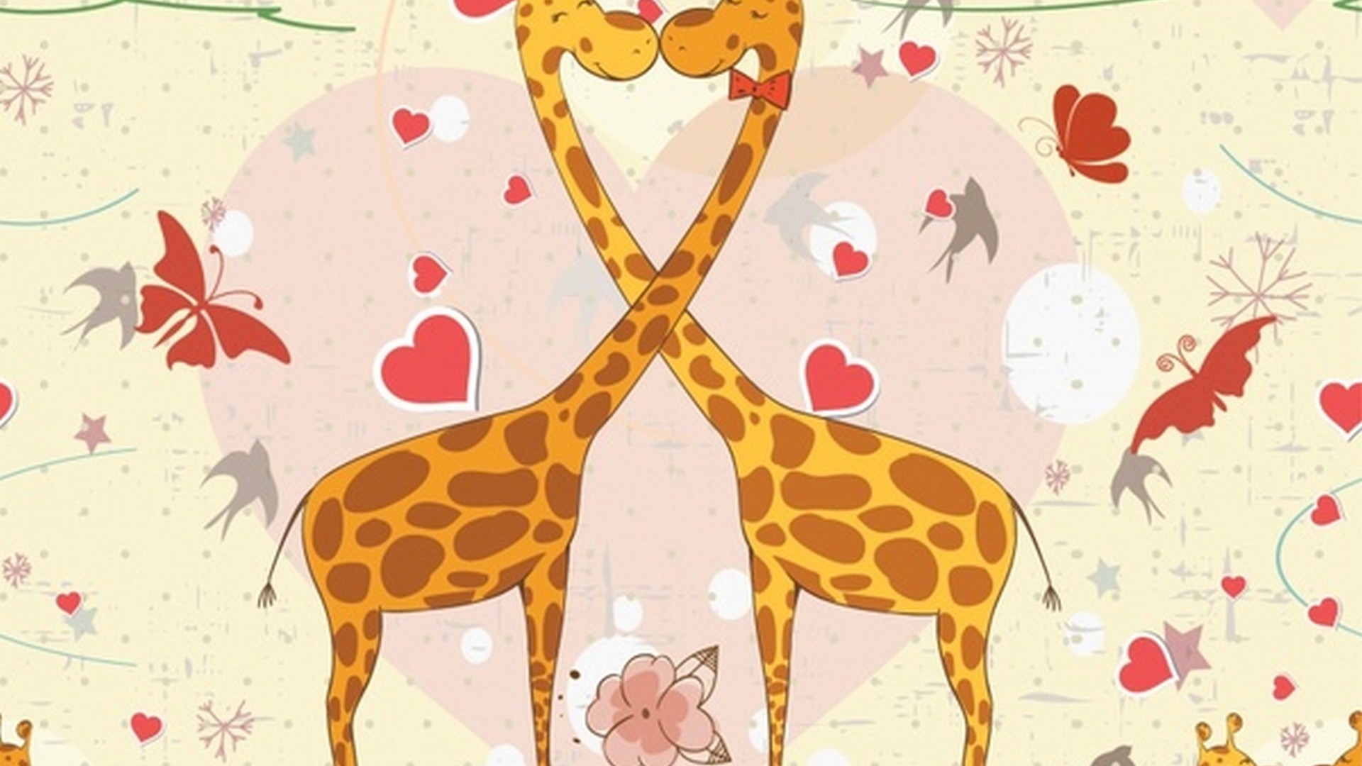 Cute Giraffe Cartoon Wallpaper 1920x1080