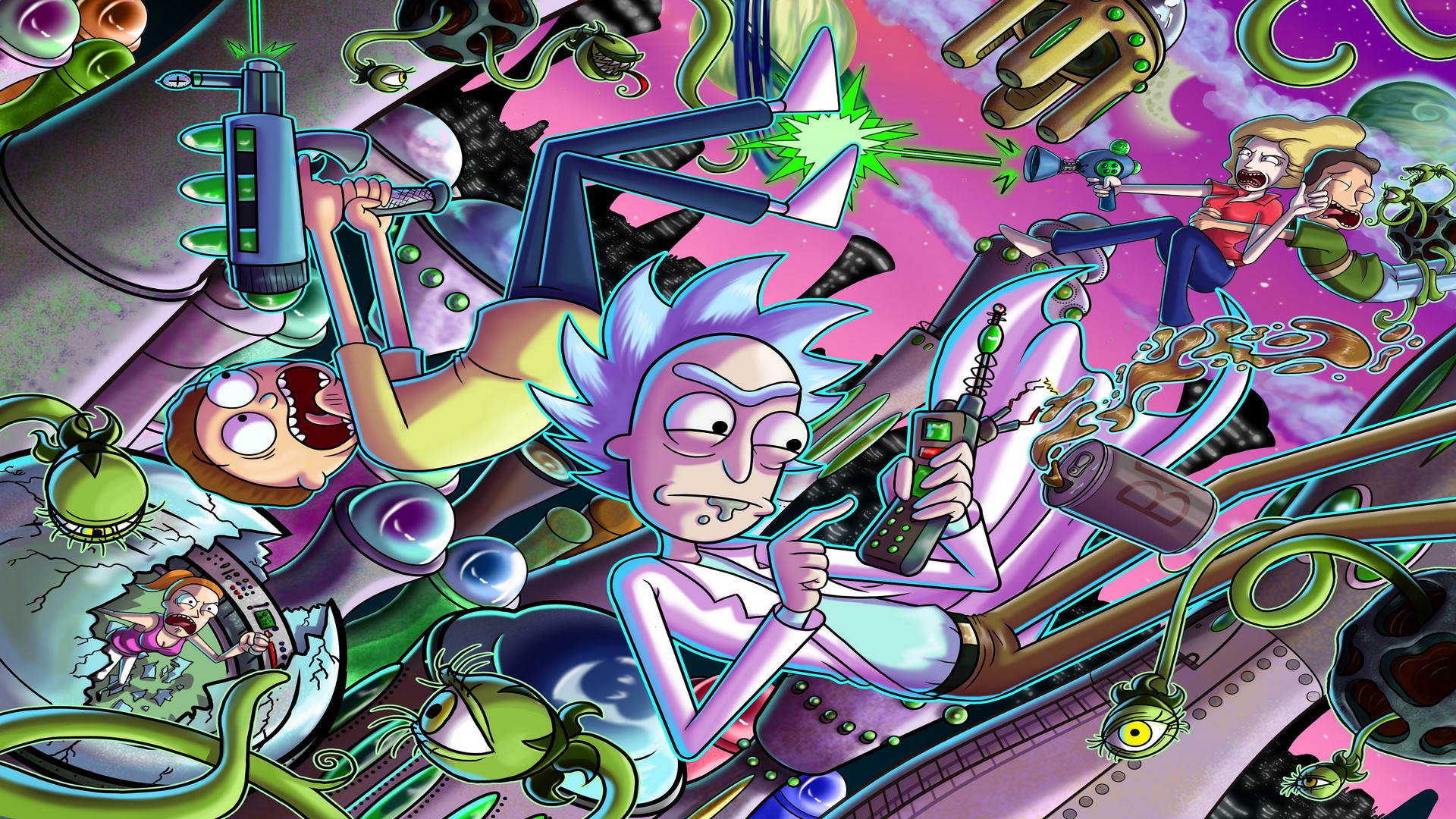 Desktop Wallpaper Cartoon Network Rick and Morty with image resolution 1920x1080 pixel. You can use this wallpaper as background for your desktop Computer Screensavers, Android or iPhone smartphones