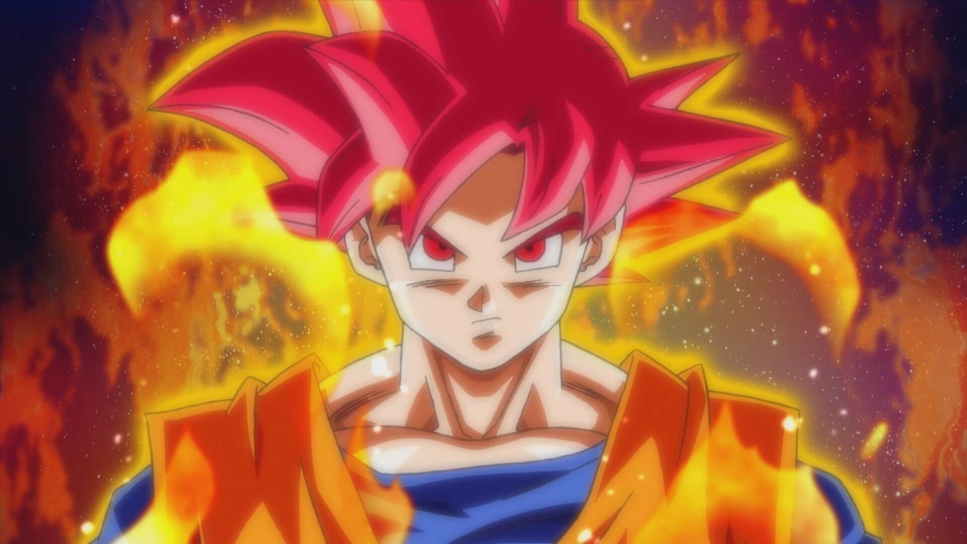 Goku Super Saiyan God Desktop Backgrounds HD with image resolution 1920x1080 pixel. You can use this wallpaper as background for your desktop Computer Screensavers, Android or iPhone smartphones