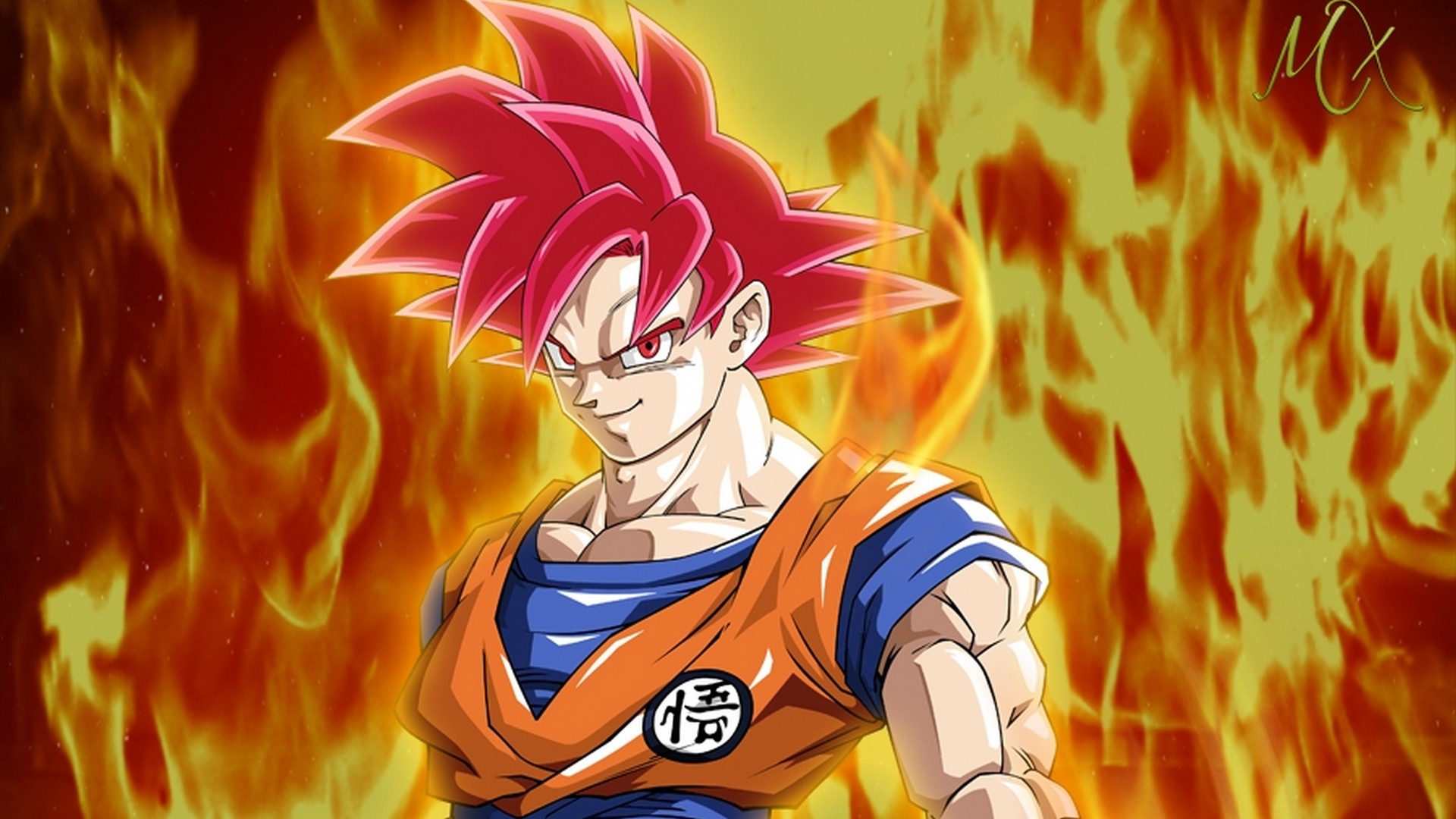 Goku Super Saiyan God Wallpaper with resolution 1920X1080 pixel. You can use this wallpaper as background for your desktop Computer Screensavers, Android or iPhone smartphones