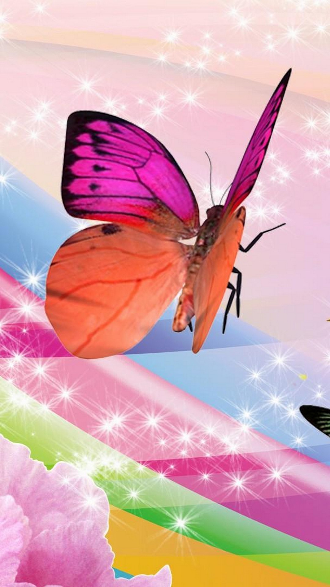 Pink Butterfly Cellphone Wallpaper Resolution 1080x1920
