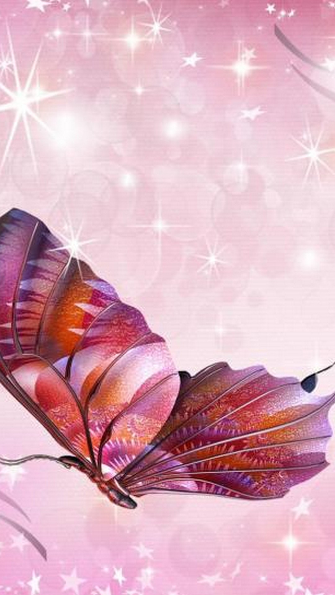 Pink Butterfly Wallpaper For Mobile Android Resolution 1080x1920