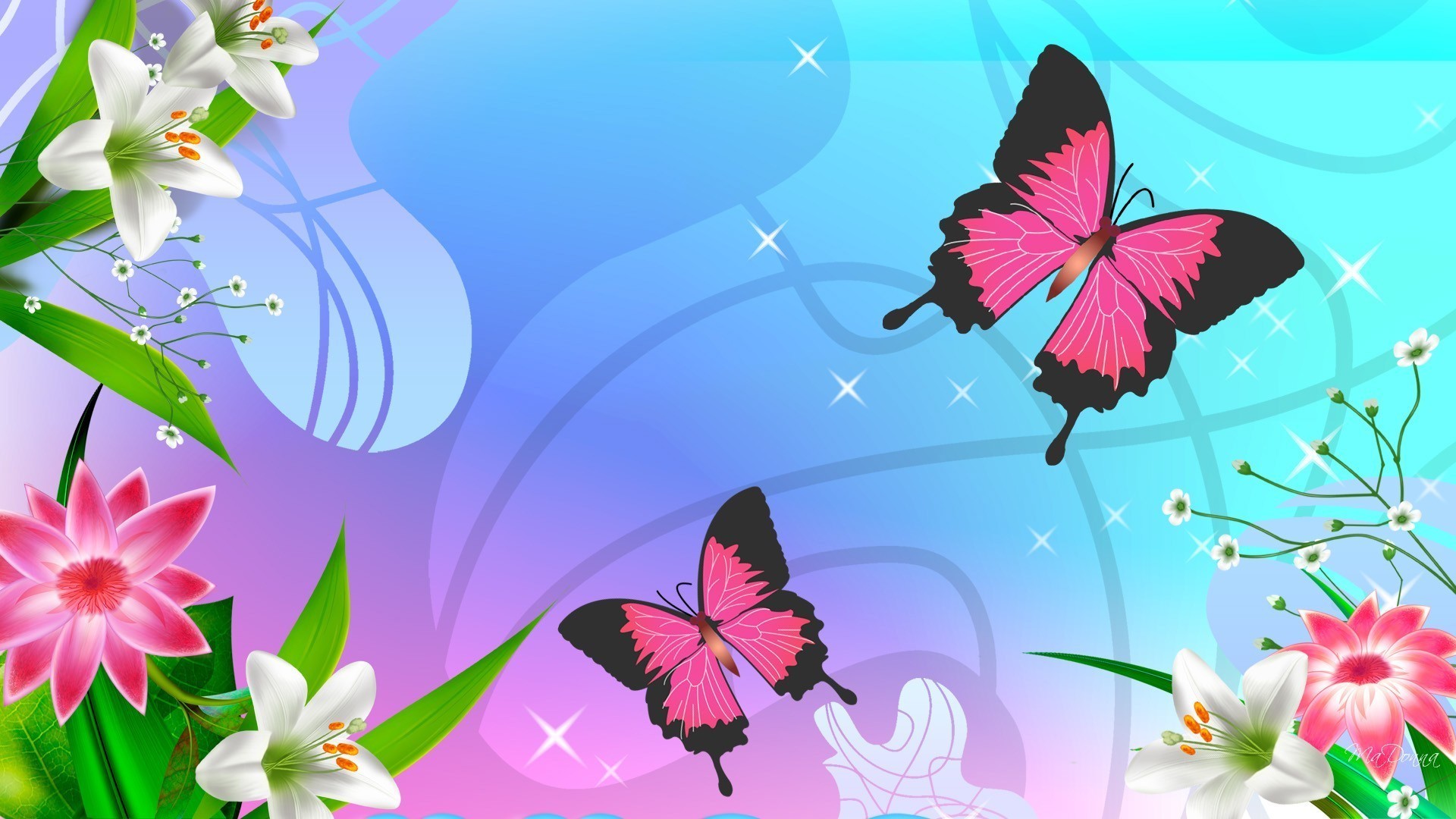 Pink Butterfly Wallpaper 1920x1080