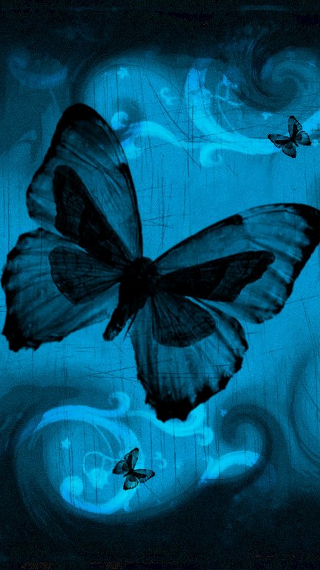 Wallpaper Blue Butterfly Mobile 1080x1920