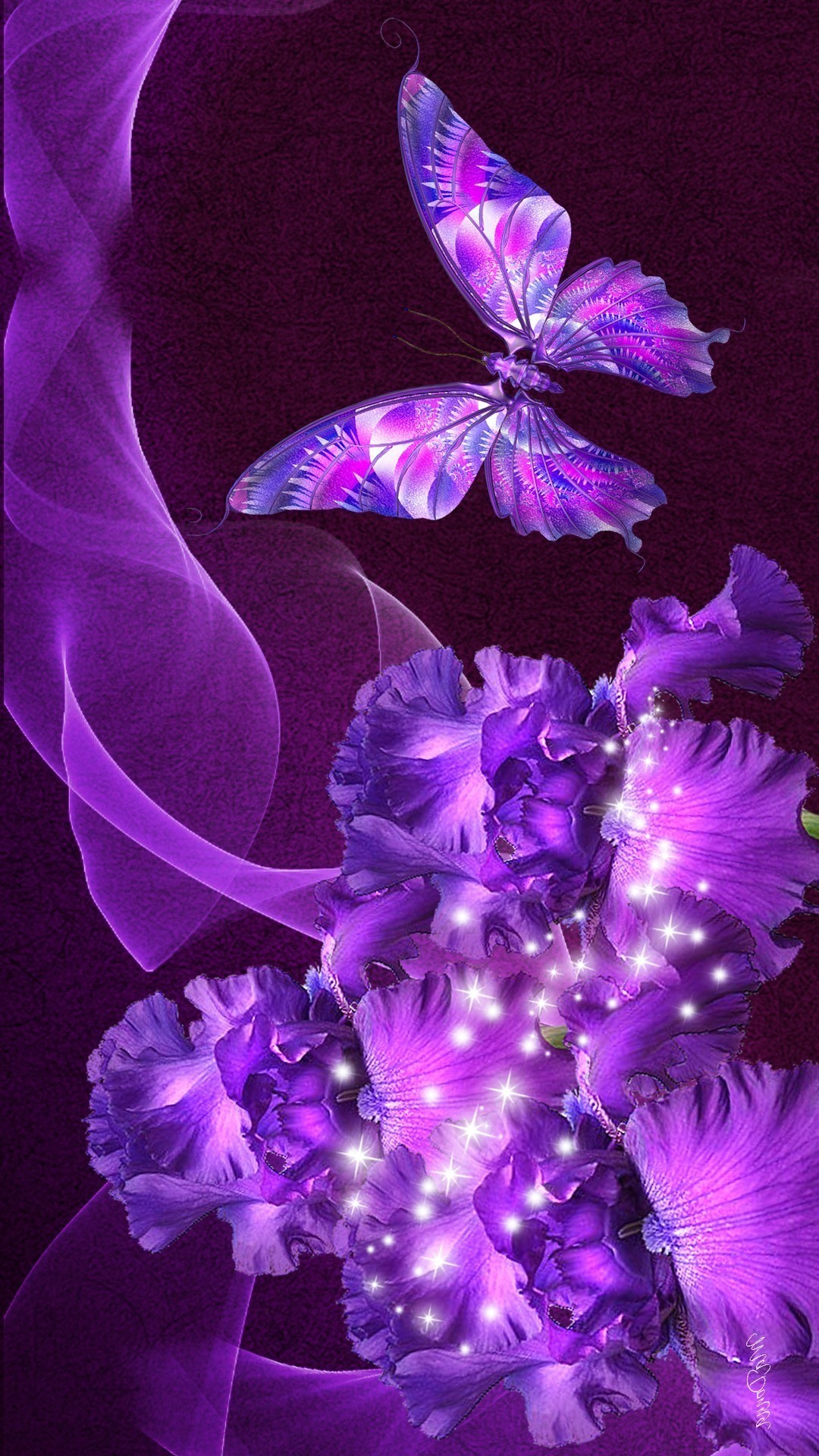 Wallpaper Purple Butterfly Mobile Resolution 1080x1920