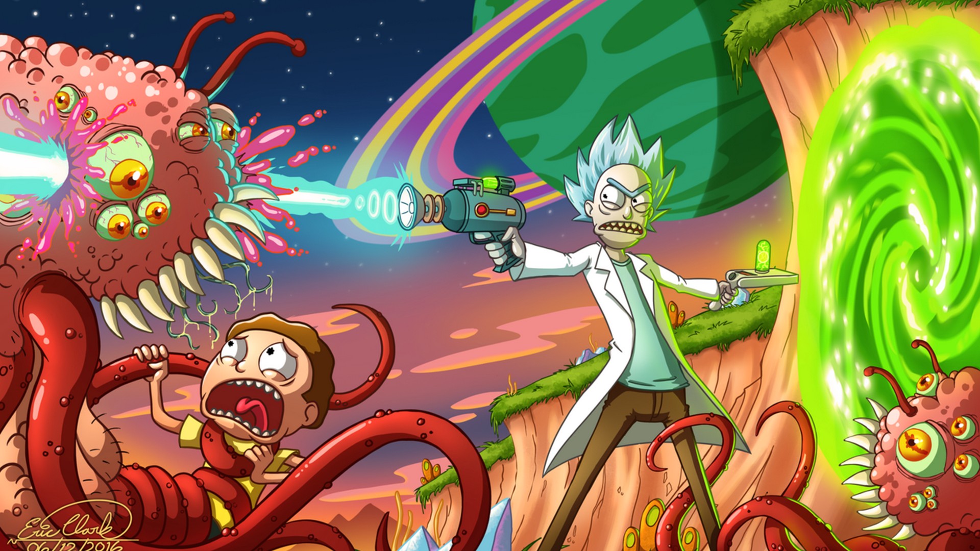 Wallpaper Rick and Morty Art with resolution 1920X1080 pixel. You can use this wallpaper as background for your desktop Computer Screensavers, Android or iPhone smartphones