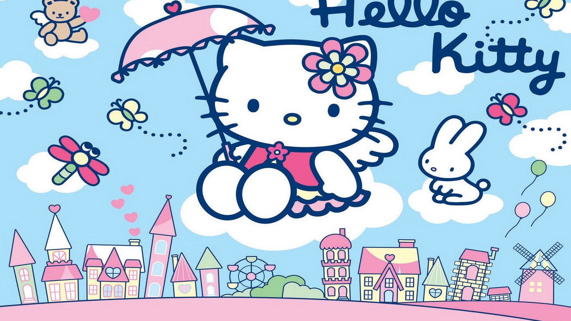 Desktop Wallpaper Sanrio Hello Kitty with image resolution 1920x1080 pixel. You can use this wallpaper as background for your desktop Computer Screensavers, Android or iPhone smartphones