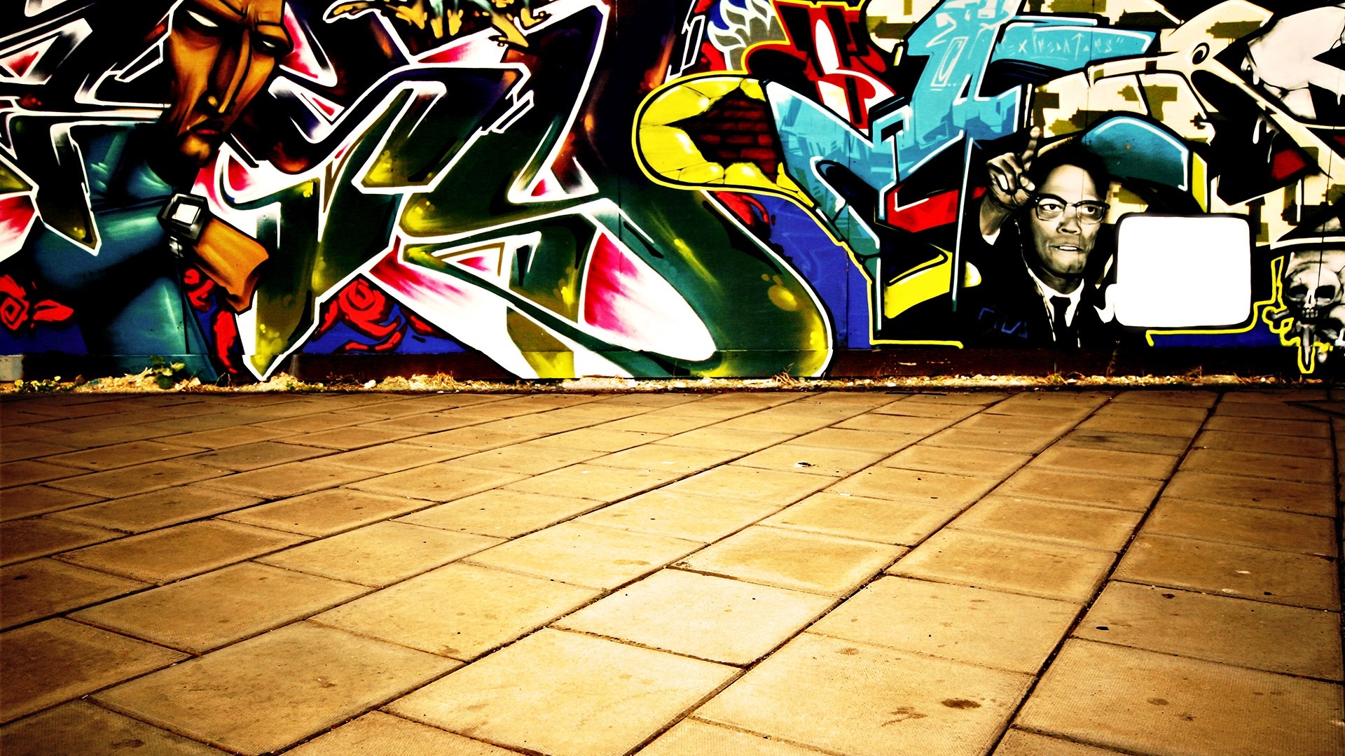 Graffiti Wall Desktop Wallpaper with image resolution 1920x1080 pixel. You can use this wallpaper as background for your desktop Computer Screensavers, Android or iPhone smartphones