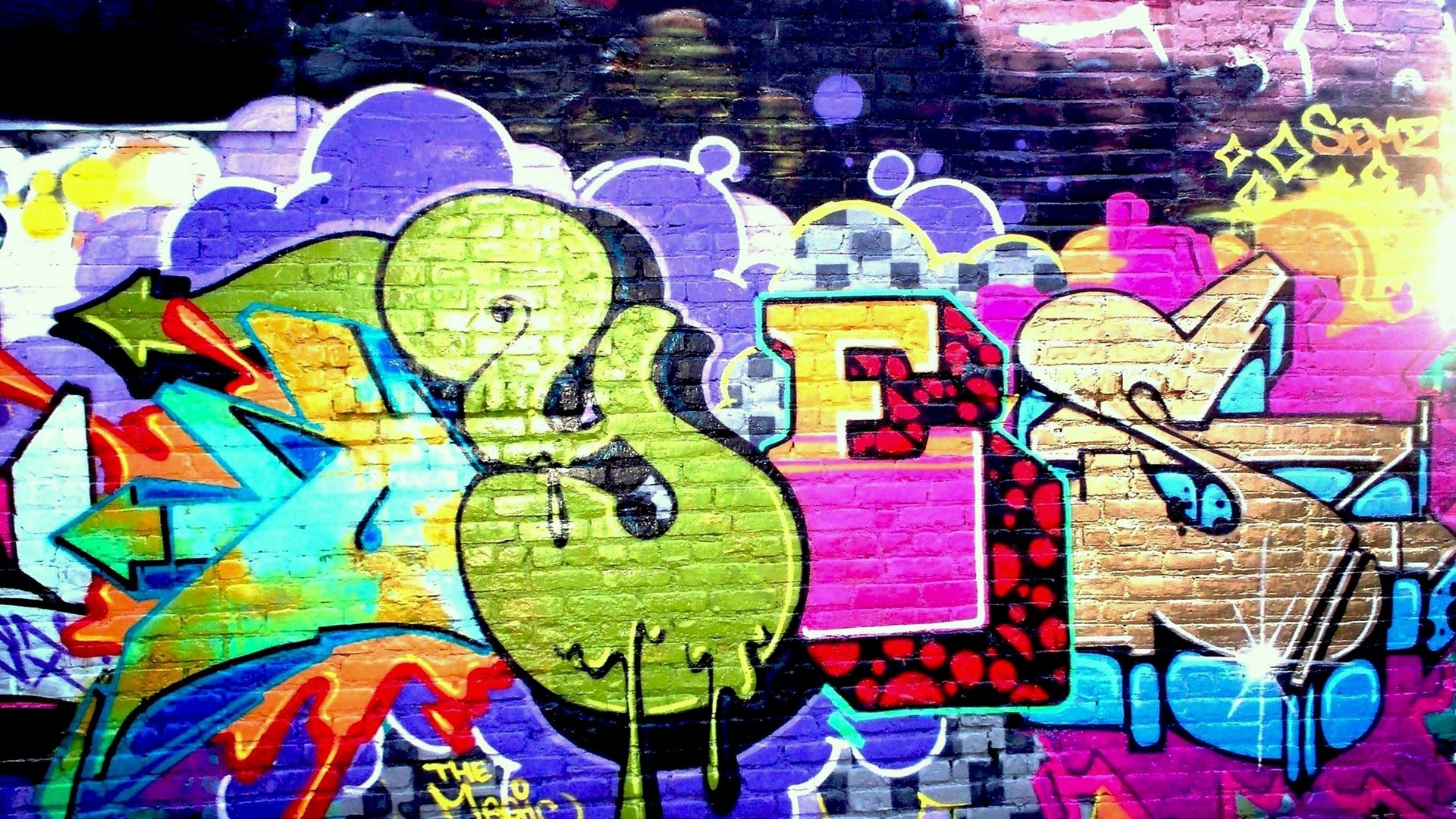 Graffiti Wall Wallpaper For Desktop with image resolution 1920x1080 pixel. You can use this wallpaper as background for your desktop Computer Screensavers, Android or iPhone smartphones