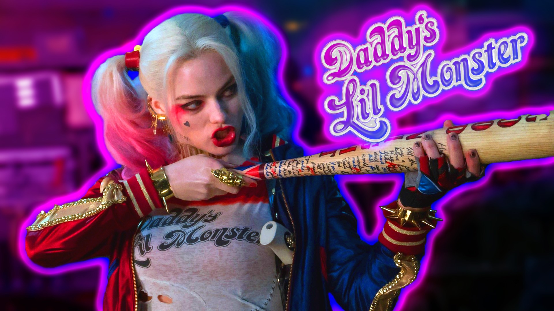 Harley Quinn Desktop Wallpaper with image resolution 1920x1080 pixel. You can use this wallpaper as background for your desktop Computer Screensavers, Android or iPhone smartphones