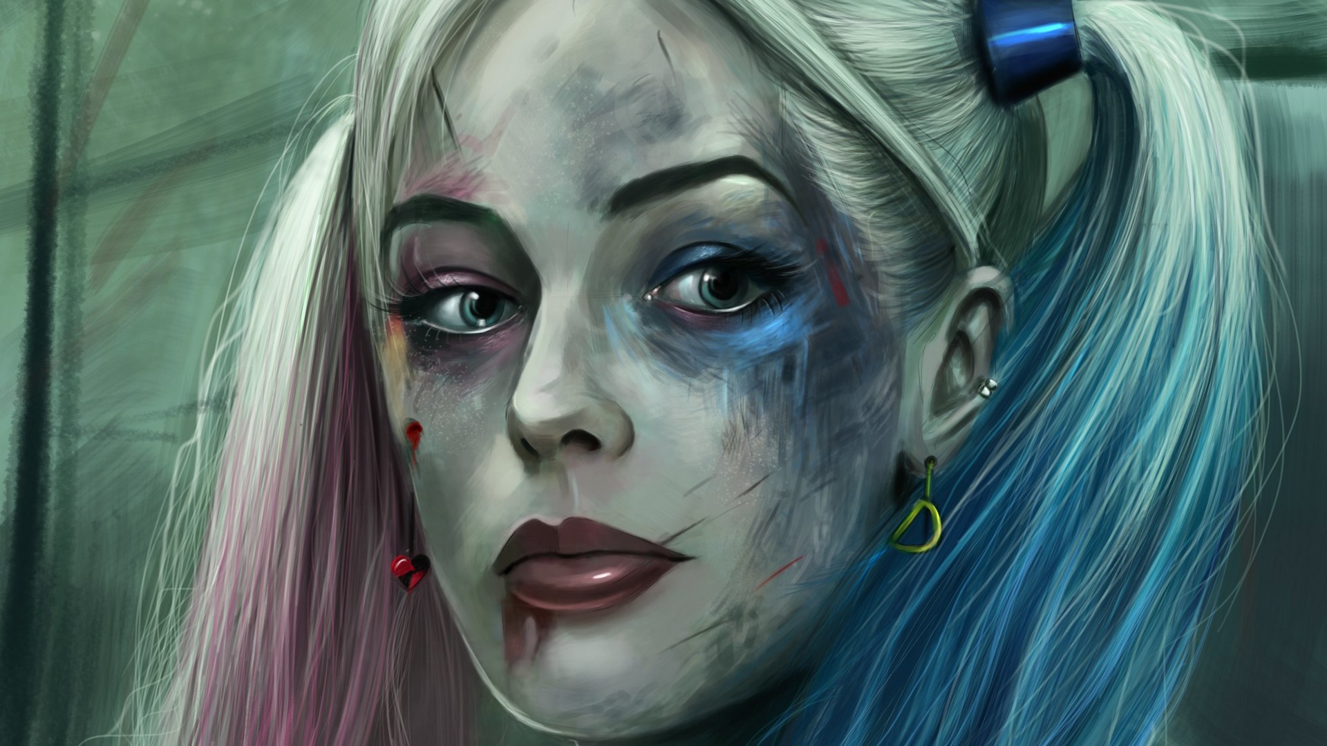 Harley Quinn Makeup Desktop Wallpaper with resolution 1920X1080 pixel. You can use this wallpaper as background for your desktop Computer Screensavers, Android or iPhone smartphones