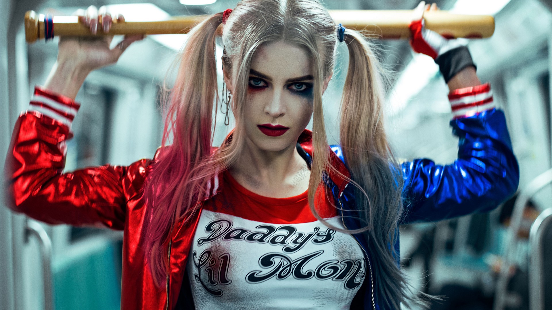 Harley Quinn Makeup Wallpaper with image resolution 1920x1080 pixel. You can use this wallpaper as background for your desktop Computer Screensavers, Android or iPhone smartphones
